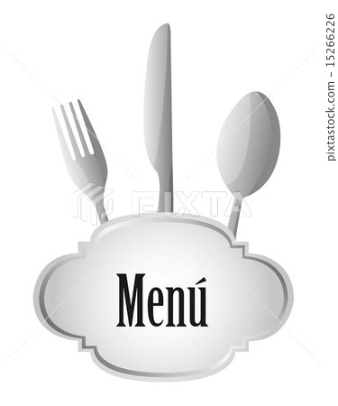 Gray menu with cutlery isolated over white backgroundvector illu 15266226