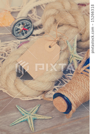 compass on fishing net  15266318