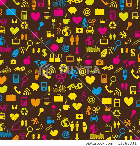 colorful icons over brown background vector...-插圖素材 [15266331] - PIXTA圖庫