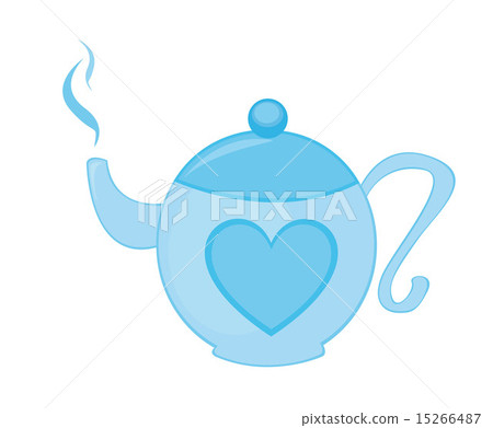 blue teapot with heart isolated over white background vector 15266487