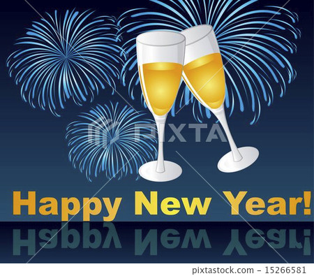 wine glasses on fireworks happy new year vector - Stock Illustration ...