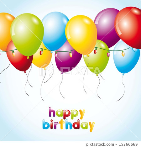 birthday card with lights and balloons vector illustration 15266669