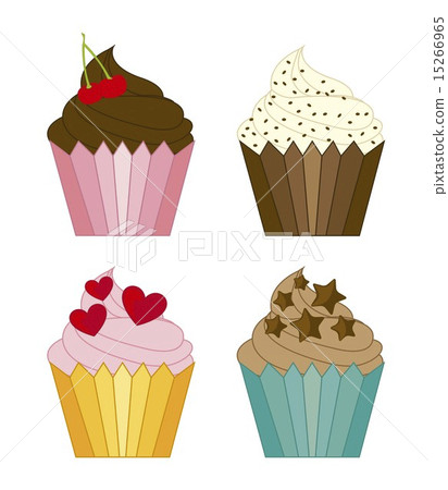 cute cup cakes isolated over white background vector illustratio cute cup cakes isolated over white background vector illustratio 15266965