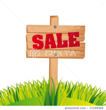 sale wooden sign with grass vector illustration sale wooden sign with grass vector illustration 15266966