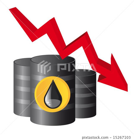 black oil barrel with red arrow down vector illustration 15267103