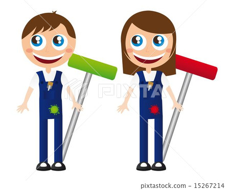 man and woman wall painters cartoons vector illustration man and woman wall painters cartoons vector illustration 15267214