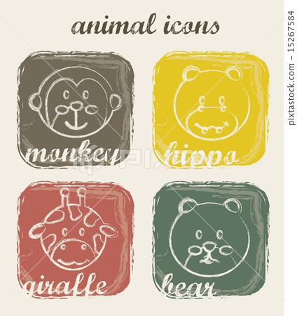 animal icons over beige background vector… - Stock Illustration