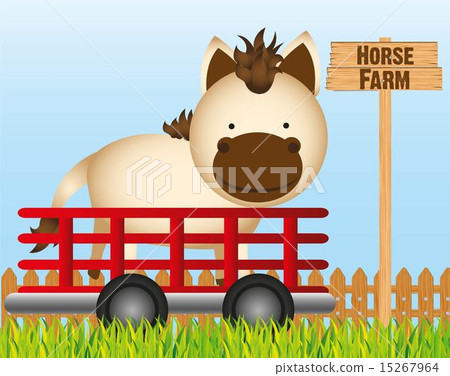trailer with horse farm background vector illustration 15267964