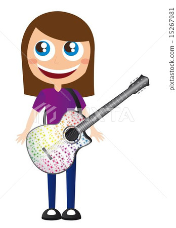girl playing guitar over white background vector illustration 15267981