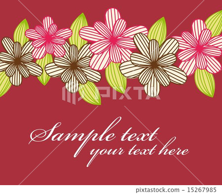 cute flowers with leaves over red background vector cute flowers with leaves over red background vector 15267985