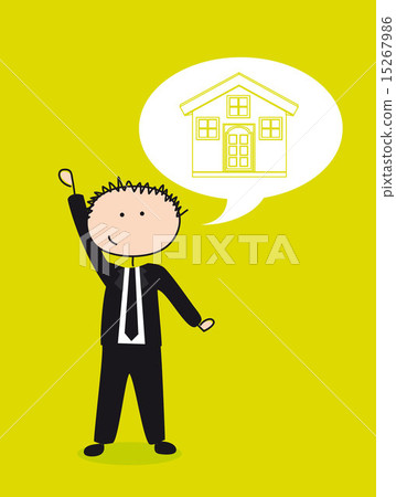 businessman thinking in the house over green background vector businessman thinking in the house over green background vector 15267986