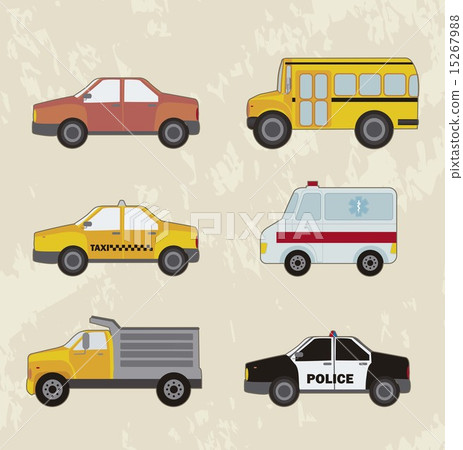 cute cars set vintage style vector illustration 15267988