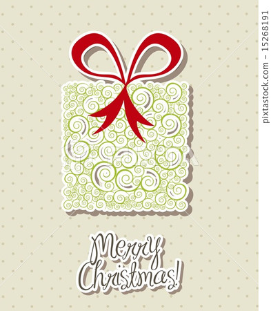 cute gift over beige background merry christmas vector illustrat 15268191