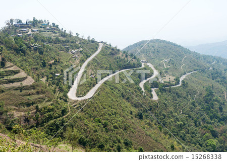 A mountain road of Nepal fin and terraced fields A mountain road of Nepal fin and terraced fields 15268338