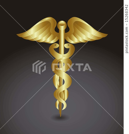 gold caduceos over black background vector illustration 15268342