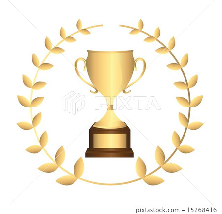 gold trophy with laurel wreath isolated over white background ve gold trophy with laurel wreath isolated over white background ve 15268416