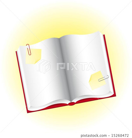 blank book with yellow papers and clips vector illustration blank book with yellow papers and clips vector illustration 15268472