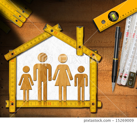 House Project - Wooden Meter with Family House Project - Wooden Meter with Family 15269009