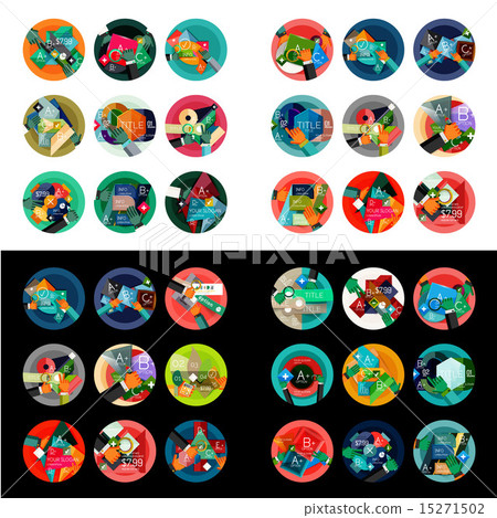 Flat design round labels, option infographics Flat design round labels, option infographics 15271502