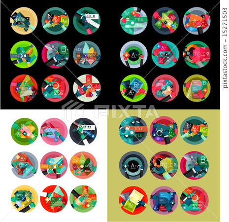 Flat design round labels, option infographics Flat design round labels, option infographics 15271503