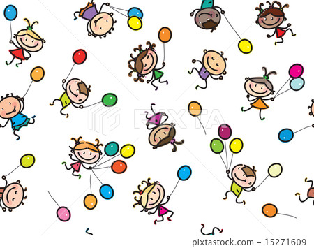 Vector  multi-ethnic kids with balloons. 15271609