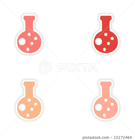 assembly realistic sticker design on paper flask 15272464