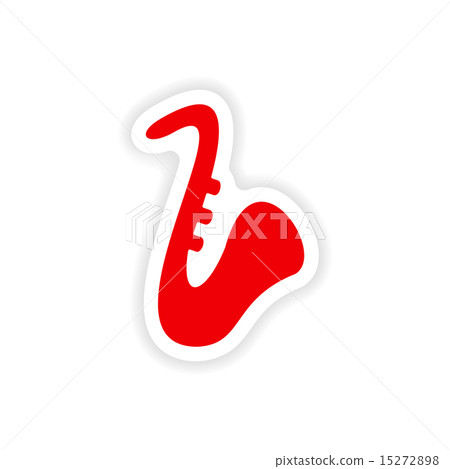 icon sticker realistic design on paper saxophone icon sticker realistic design on paper saxophone 15272898