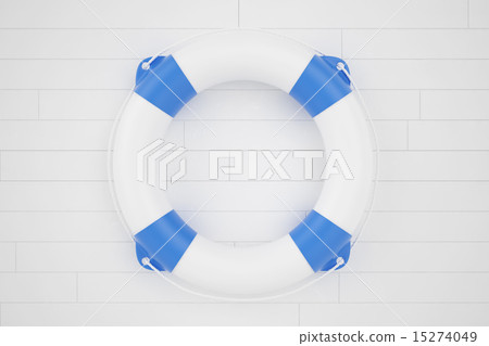 lifebuoy lying on a wooden surface 15274049