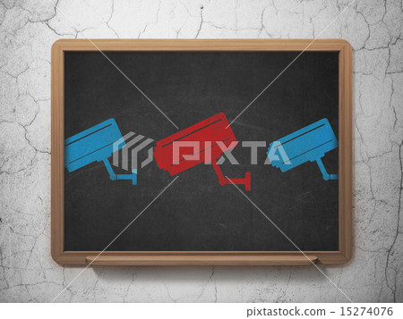 Privacy concept: cctv camera icon on School Board background 15274076
