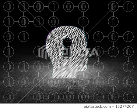 Finance concept: Head With Keyhole in grunge dark room Finance concept: Head With Keyhole in grunge dark room 15274207