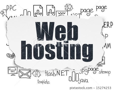 Web development concept: Web Hosting on Torn Paper background 15274253