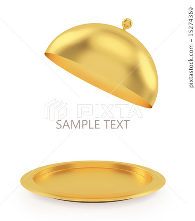 Isolated gold open tray on a white background. 15274369