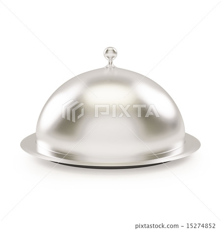 close silver platter or tray with space to place object isolated on white background. close silver platter or tray with space to place object isolated on white background. 15274852