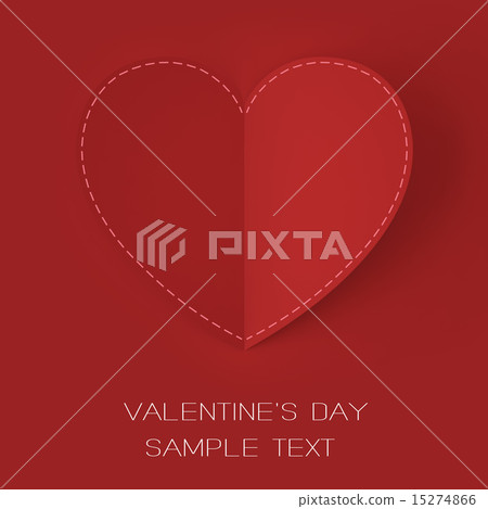 Valentine's Day. Red paper heart on a clear red background. 15274866