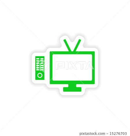 icon sticker realistic design on paper tv 15276703