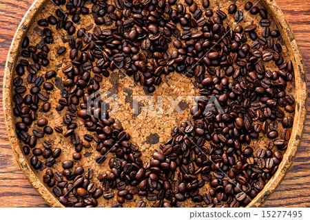 Heart shape made from coffee beans Heart shape made from coffee beans 15277495