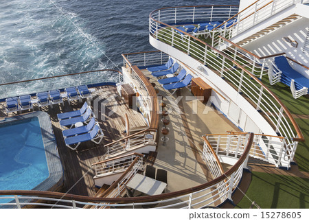 Abstract of Cruise Ship Deck, Pool and Chairs 15278605