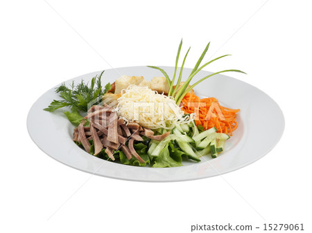 Beef meat salad vegetables and grated cheese Beef meat salad vegetables and grated cheese 15279061