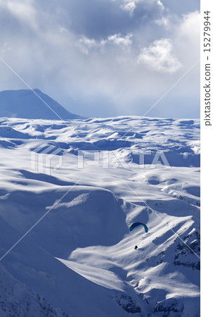 Speed flying in winter evening mountains Speed flying in winter evening mountains 15279944