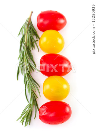 tomato with rosemary on white background tomato with rosemary on white background 15280939