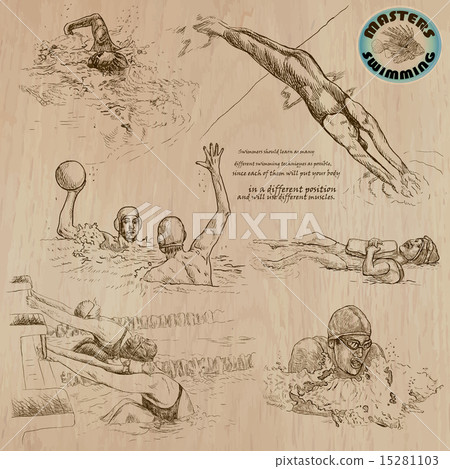 swimming - hand drawn vector pack 15281103