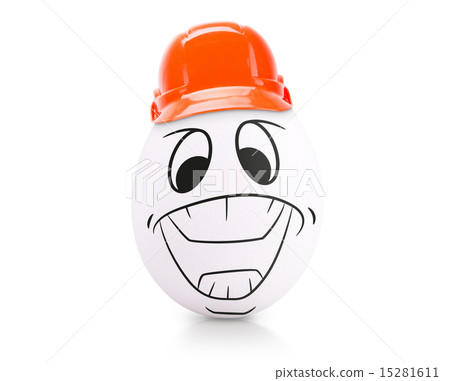 Concept white egg with emotions in clothes 15281611