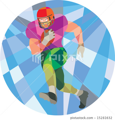 American Football Player Running Low Polygon 15281632