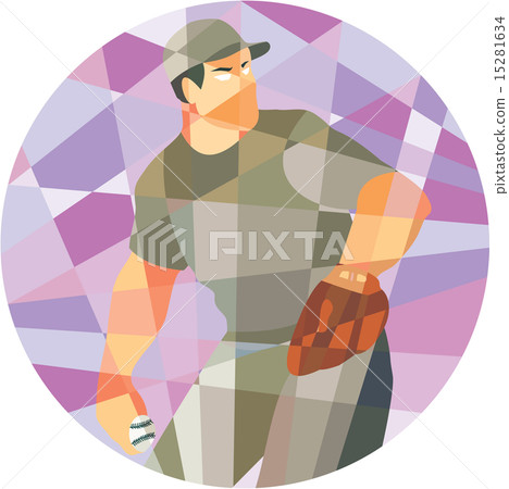 American Baseball Pitcher Throwing Low Polygon 15281634