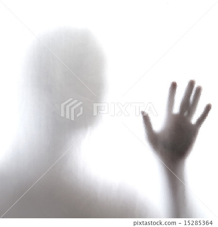 Man standing behind frosted glass 15285364