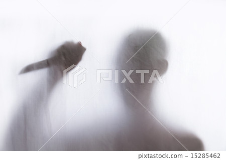 Shadow of men standing behind thin fabric Shadow of men standing behind thin fabric 15285462