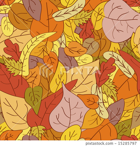 Seamless background made of drawn autumn leaves - Stock Illustration ...