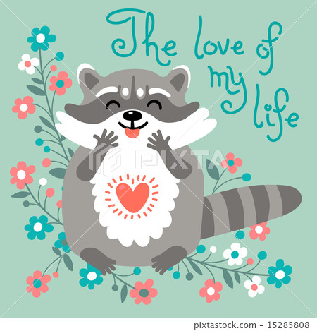 Cute raccoon confesses his love. Cute raccoon confesses his love. 15285808