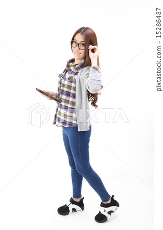 Woman with tablet pc and eye glass Woman with tablet pc and eye glass 15286487