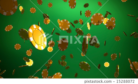 golden casino chips green background 15288072